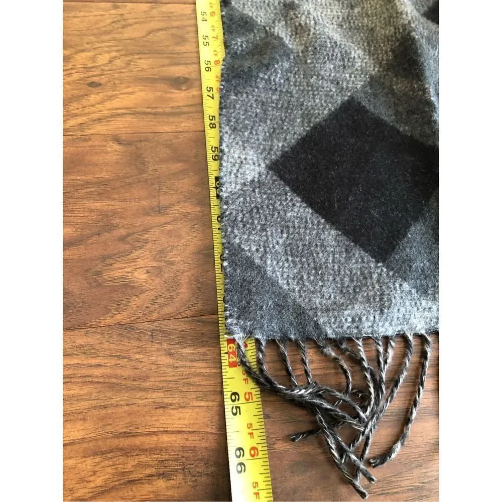Vintage Gray Black White Plaid Scarf Made in Germany 100% Acrylic